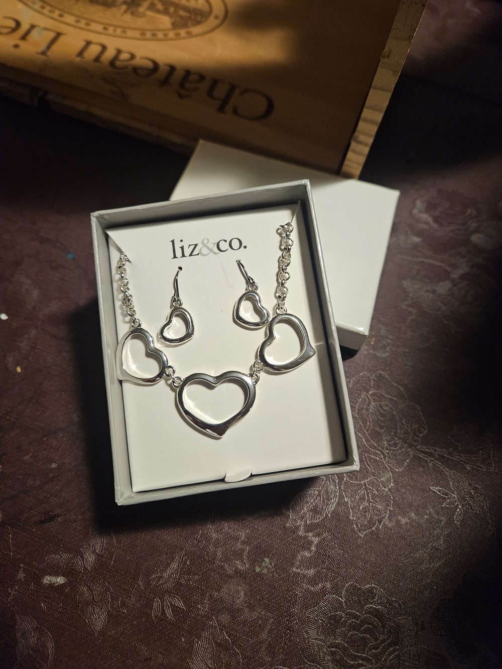 liz & co. Silver Open Heart Necklace and Earrings Set